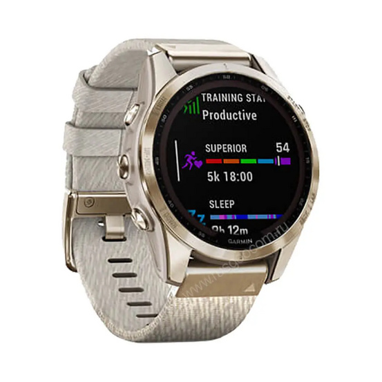 Часы Garmin Fenix 7S Sapphire Solar титановый кремовый с нейлоновым ремешком