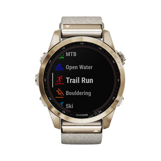 Часы Garmin Fenix 7S Sapphire Solar титановый кремовый с нейлоновым ремешком