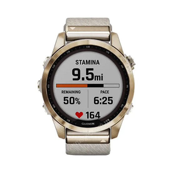 Часы Garmin Fenix 7S Sapphire Solar титановый кремовый с нейлоновым ремешком