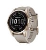 Часы Garmin Fenix 7S Sapphire Solar титановый кремово-золотой с светло-песочным силиконовым ремешком