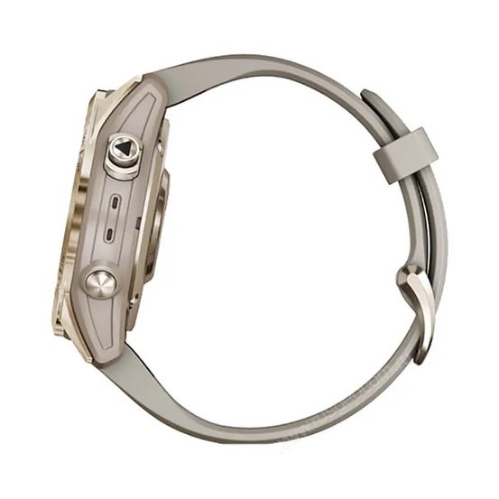 Часы Garmin Fenix 7S Sapphire Solar титановый кремово-золотой с светло-песочным силиконовым ремешком