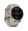 Часы Garmin Fenix 7S Sapphire Solar титановый кремово-золотой с светло-песочным силиконовым ремешком