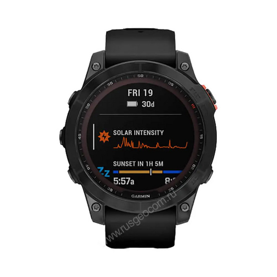 Часы Garmin Fenix 7 Solar серый с черным ремешком