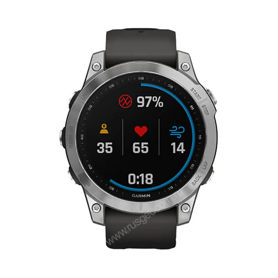 Часы Garmin Fenix 7 серебристый с графитовым силиконовым ремешком