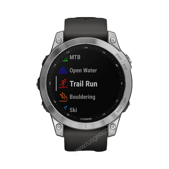 Часы Garmin Fenix 7 серебристый с графитовым силиконовым ремешком