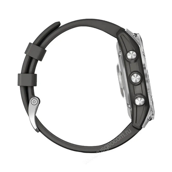 Часы Garmin Fenix 7 серебристый с графитовым силиконовым ремешком