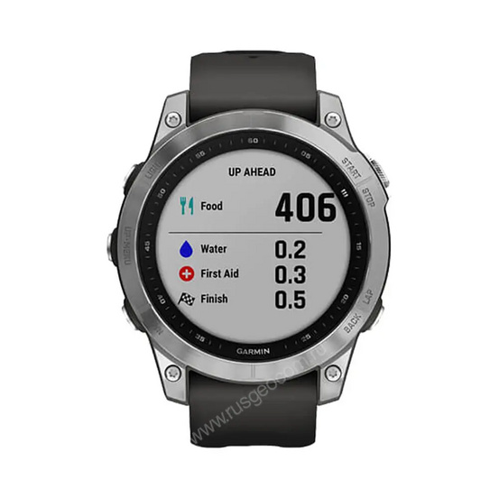 Часы Garmin Fenix 7 серебристый с графитовым силиконовым ремешком