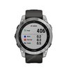 Часы Garmin Fenix 7 серебристый с графитовым силиконовым ремешком