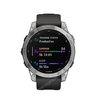 Часы Garmin Fenix 7 серебристый с графитовым силиконовым ремешком
