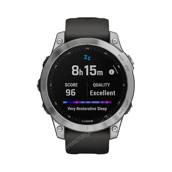 Часы Garmin Fenix 7 серебристый с графитовым силиконовым ремешком