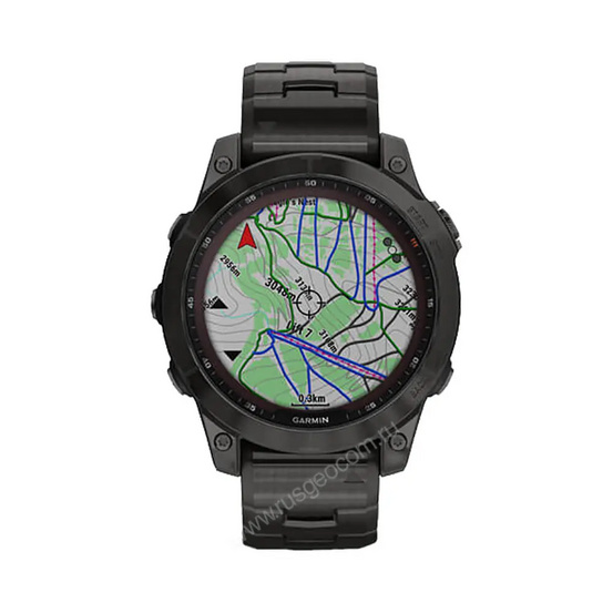 Часы Garmin Fenix 7 Sapphire Solar титановый угольно-серый DLC с угольно-серым титановым DLC браслетом