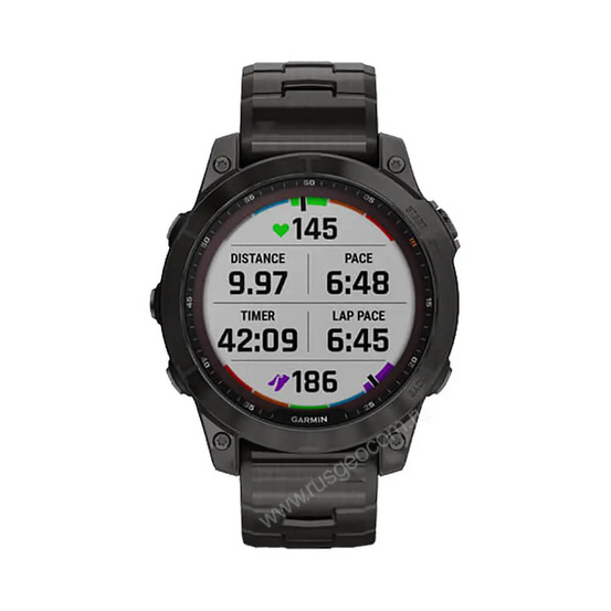 Часы Garmin Fenix 7 Sapphire Solar титановый угольно-серый DLC с угольно-серым титановым DLC браслетом