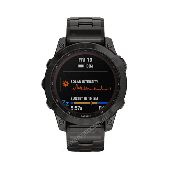 Часы Garmin Fenix 7 Sapphire Solar титановый угольно-серый DLC с угольно-серым титановым DLC браслетом