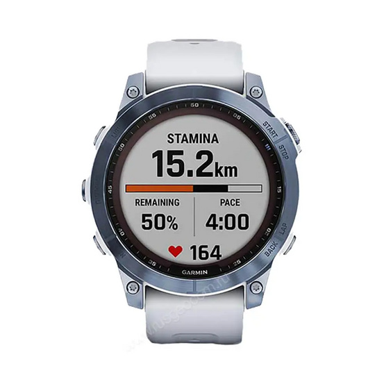 Часы Garmin Fenix 7 Sapphire Solar титановый синий минерал DLC с белым ремешком