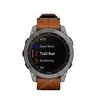 Часы Garmin Fenix 7 Sapphire Solar титановый серый с коричневым кожаным ремешком
