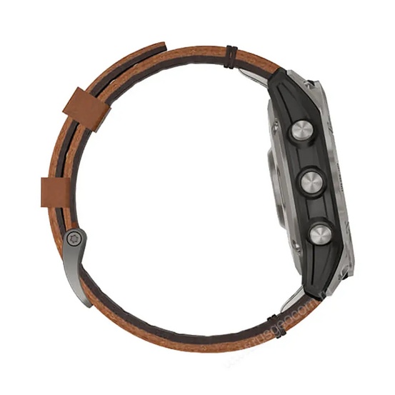 Часы Garmin Fenix 7 Sapphire Solar титановый серый с коричневым кожаным ремешком