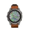 Часы Garmin Fenix 7 Sapphire Solar титановый серый с коричневым кожаным ремешком