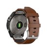 Часы Garmin Fenix 7 Sapphire Solar титановый серый с коричневым кожаным ремешком