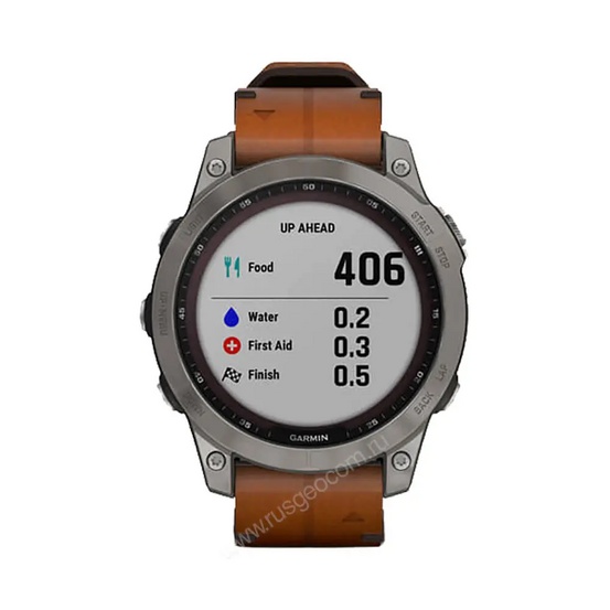 Часы Garmin Fenix 7 Sapphire Solar титановый серый с коричневым кожаным ремешком