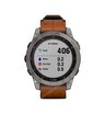 Часы Garmin Fenix 7 Sapphire Solar титановый серый с коричневым кожаным ремешком
