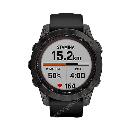 Часы Garmin Fenix 7 Sapphire Solar титановый серый DLC с черным ремешком