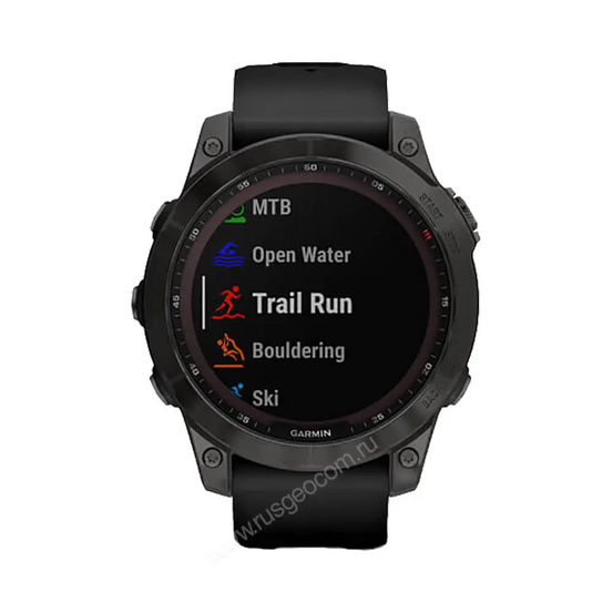 Часы Garmin Fenix 7 Sapphire Solar титановый серый DLC с черным ремешком