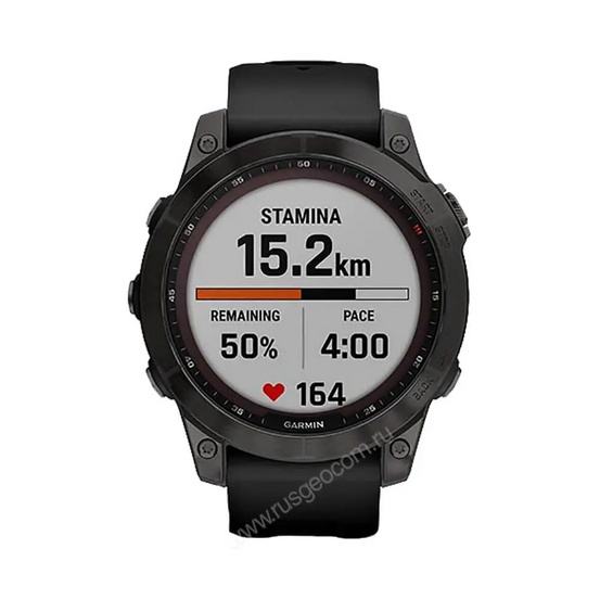 Часы Garmin Fenix 7 Sapphire Solar титановый черный DLC с черным ремешком