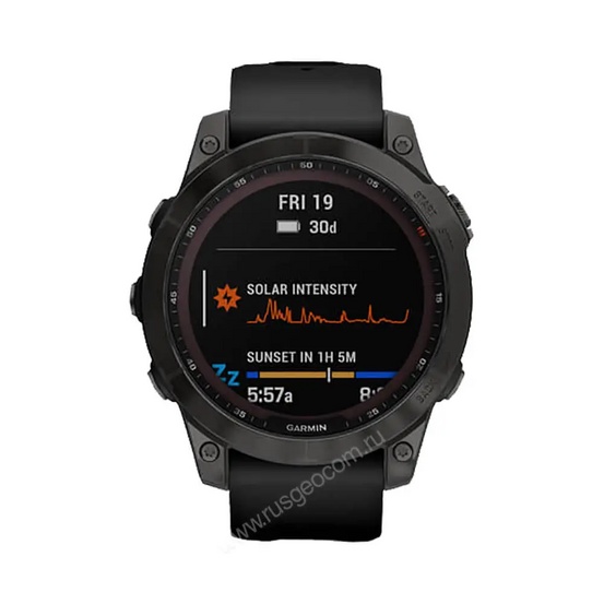 Часы Garmin Fenix 7 Sapphire Solar титановый черный DLC с черным ремешком