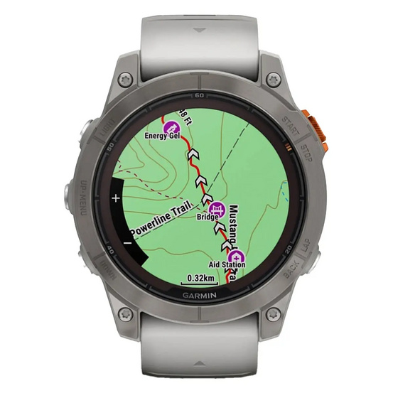 Часы Garmin Fenix 7 PRO Sapphire Solar титановый серый с серо-оранжевым ремешком