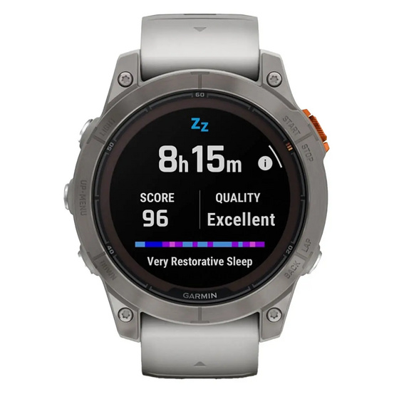Часы Garmin Fenix 7 PRO Sapphire Solar титановый серый с серо-оранжевым ремешком