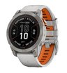 Часы Garmin Fenix 7 PRO Sapphire Solar титановый серый с серо-оранжевым ремешком