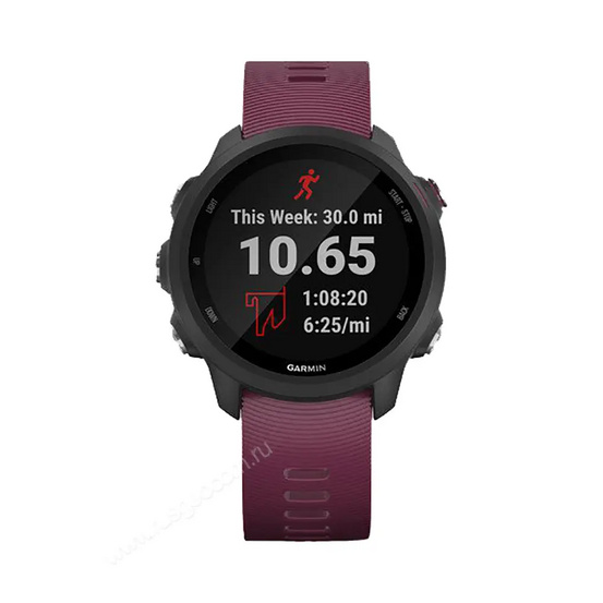 Часы Garmin Forerunner 245 черные с вишневым ремешком