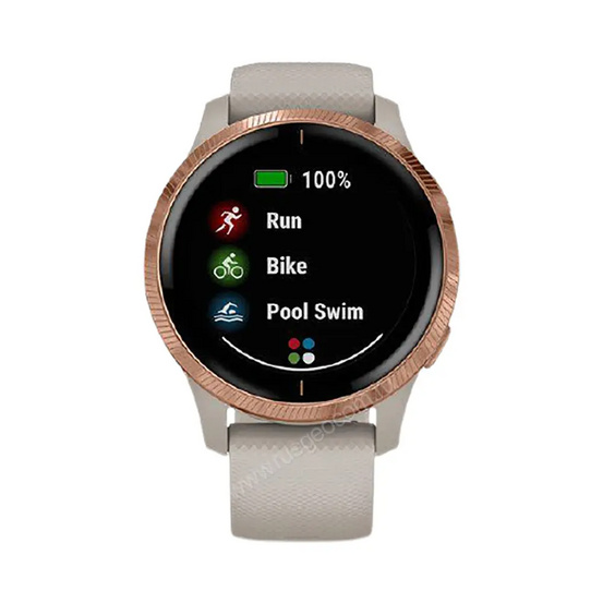 Часы Garmin Venu песочного цвета с золотистым безелем