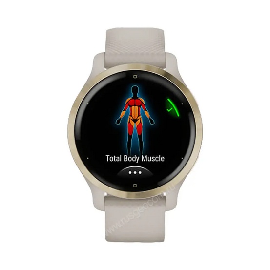Часы Garmin Venu 2S песочного цвета с золотистым безелем