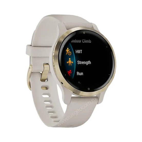 Часы Garmin Venu 2S песочного цвета с золотистым безелем