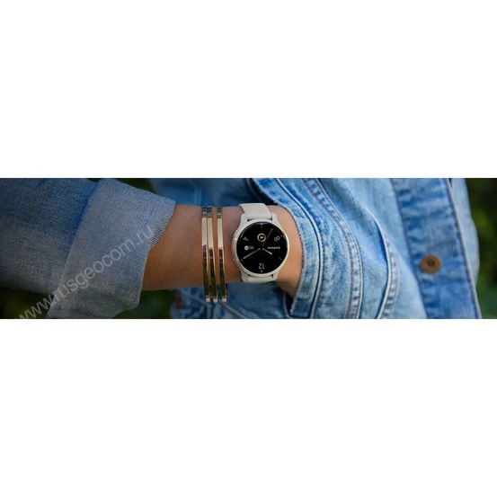 Часы Garmin Venu 2S белые цвета розовое золото с кожаным ремешком