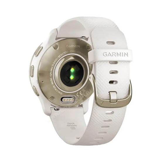 Часы Garmin Venu 2 Plus цвета слоновой кости с безелем цвета кремовое золото и силиконовым ремешком