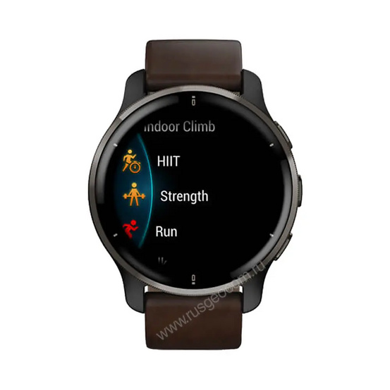 Часы Garmin Venu 2 Plus серый с серым безелем и кожаным ремешком