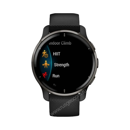 Часы Garmin Venu 2 Plus черные с серым безелем и силиконовым ремешком
