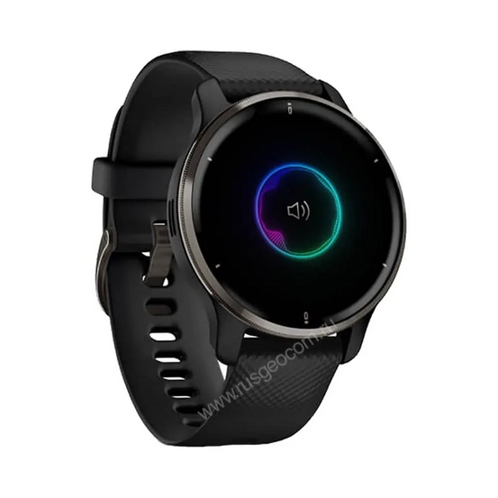 Часы Garmin Venu 2 Plus черные с серым безелем и силиконовым ремешком