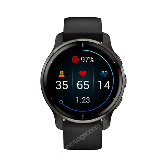 Часы Garmin Venu 2 Plus черные с серым безелем и силиконовым ремешком