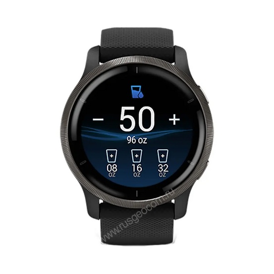 Часы Garmin Venu 2 черные с серым безелем и кожаным ремешком