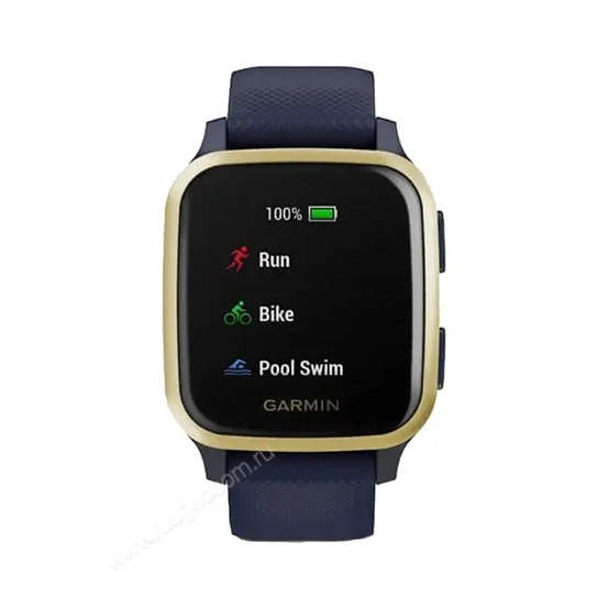Часы Garmin Venu Sq Music Edition темно-синий с золотистым алюминиевым безелем