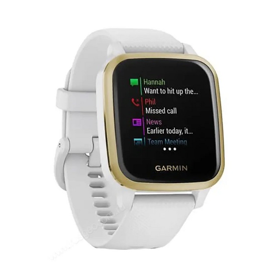 Часы Garmin Venu Sq белый с золотистым алюминиевым безелем и с силиконовым ремешком