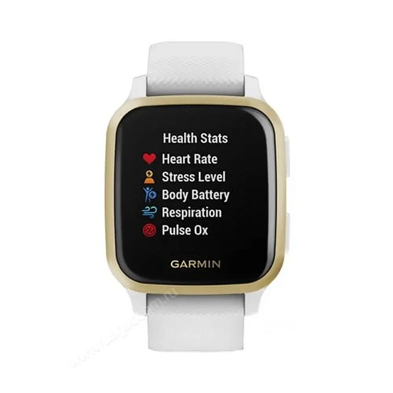 Часы Garmin Venu Sq белый с золотистым алюминиевым безелем и с силиконовым ремешком