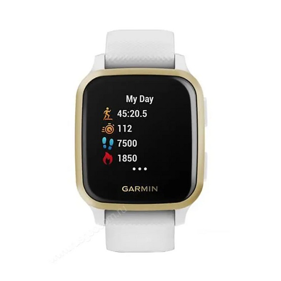 Часы Garmin Venu Sq белый с золотистым алюминиевым безелем и с силиконовым ремешком