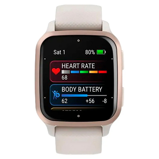 Часы Garmin Venu Sq 2 Music Edition цвет слоновой кости с персиково-золотым алюминиевым безелем