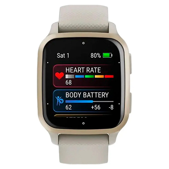 Часы Garmin Venu Sq 2 Music Edition серый с безелем цвета кремового золота и силиконовым ремешком