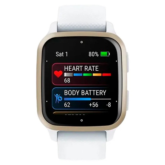 Часы Garmin Venu Sq 2 белые с кремово-золотым алюминиевым безелем