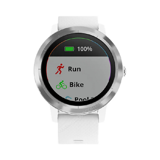 Часы Garmin Vivoactive 3 серебристые с белым ремешком